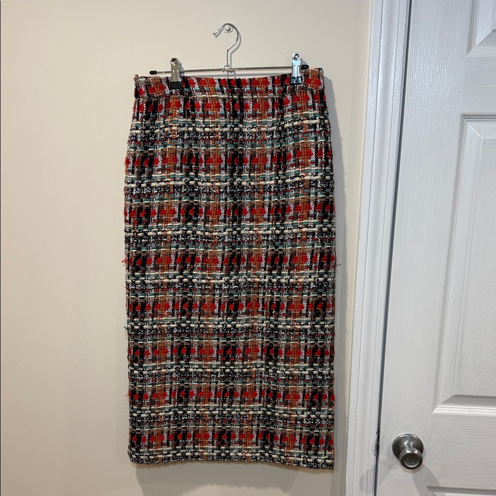 Halogen Red and Black Tweed Pencil Skirt
